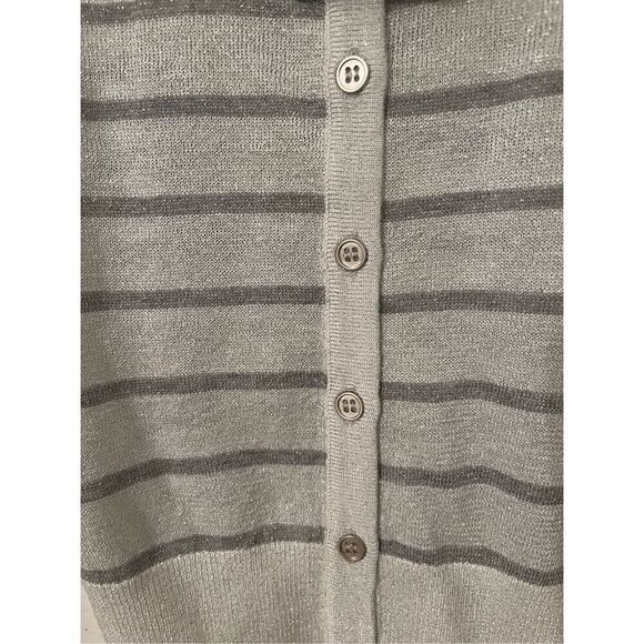 Chaser Long Sleeve Grey Striped Button Up Cardigan NEW - Picture 5 of 6